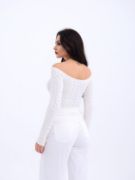 42241 TRİKO KAYIK YAKA CROP-EKRU resmi